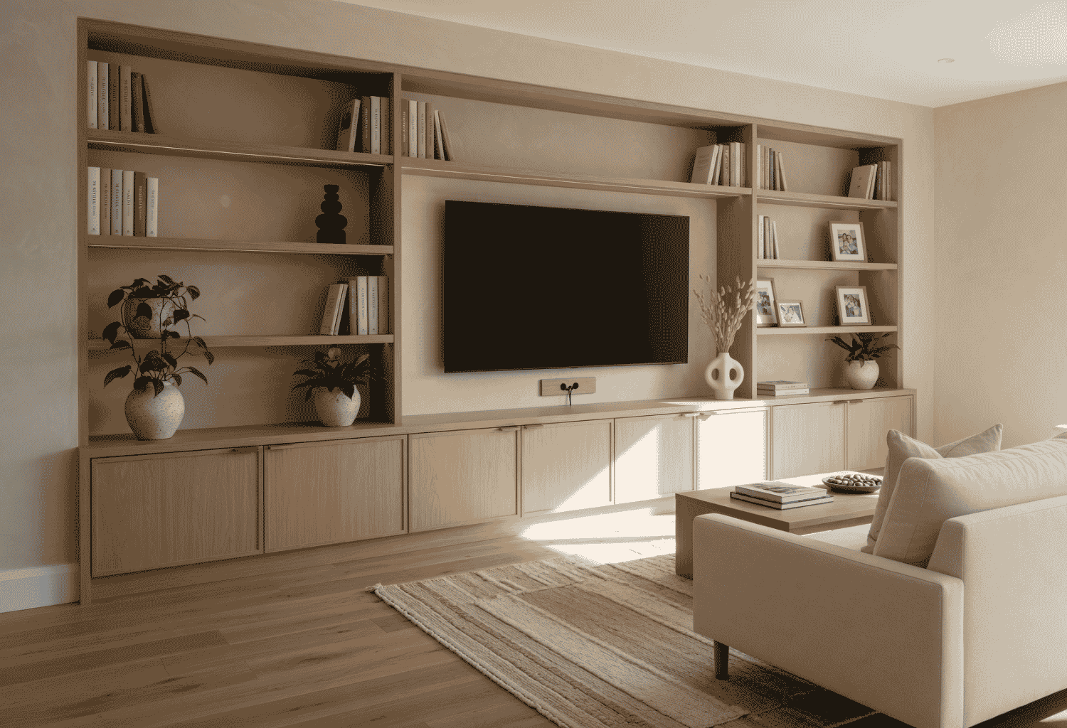 A TV Console with Closed Cabinets
