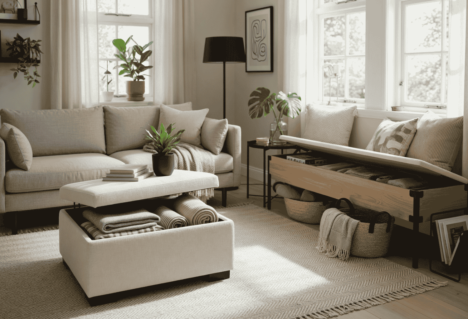 Multi-Purpose Ottomans with Hidden Storage