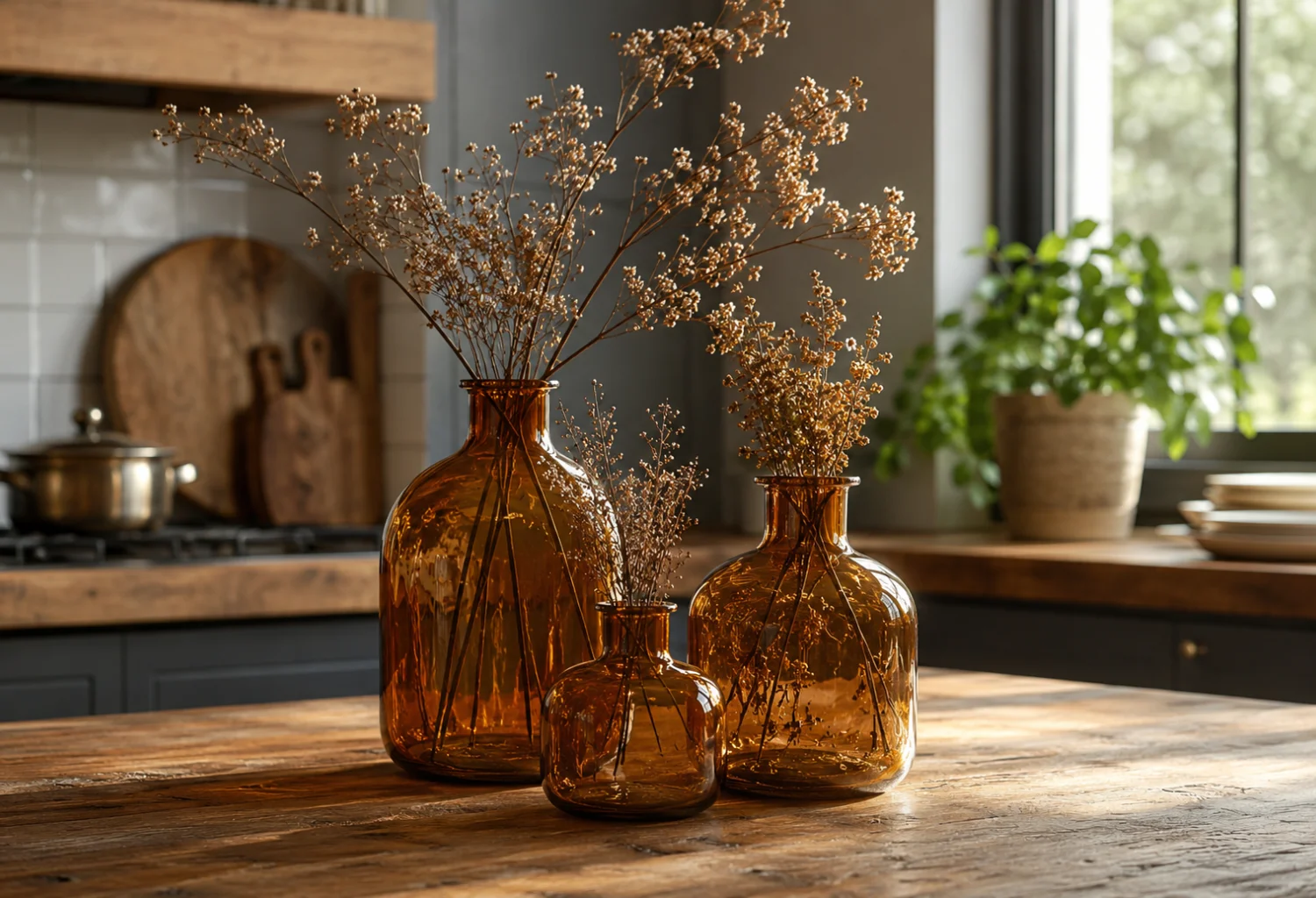 Amber Glass Vases
