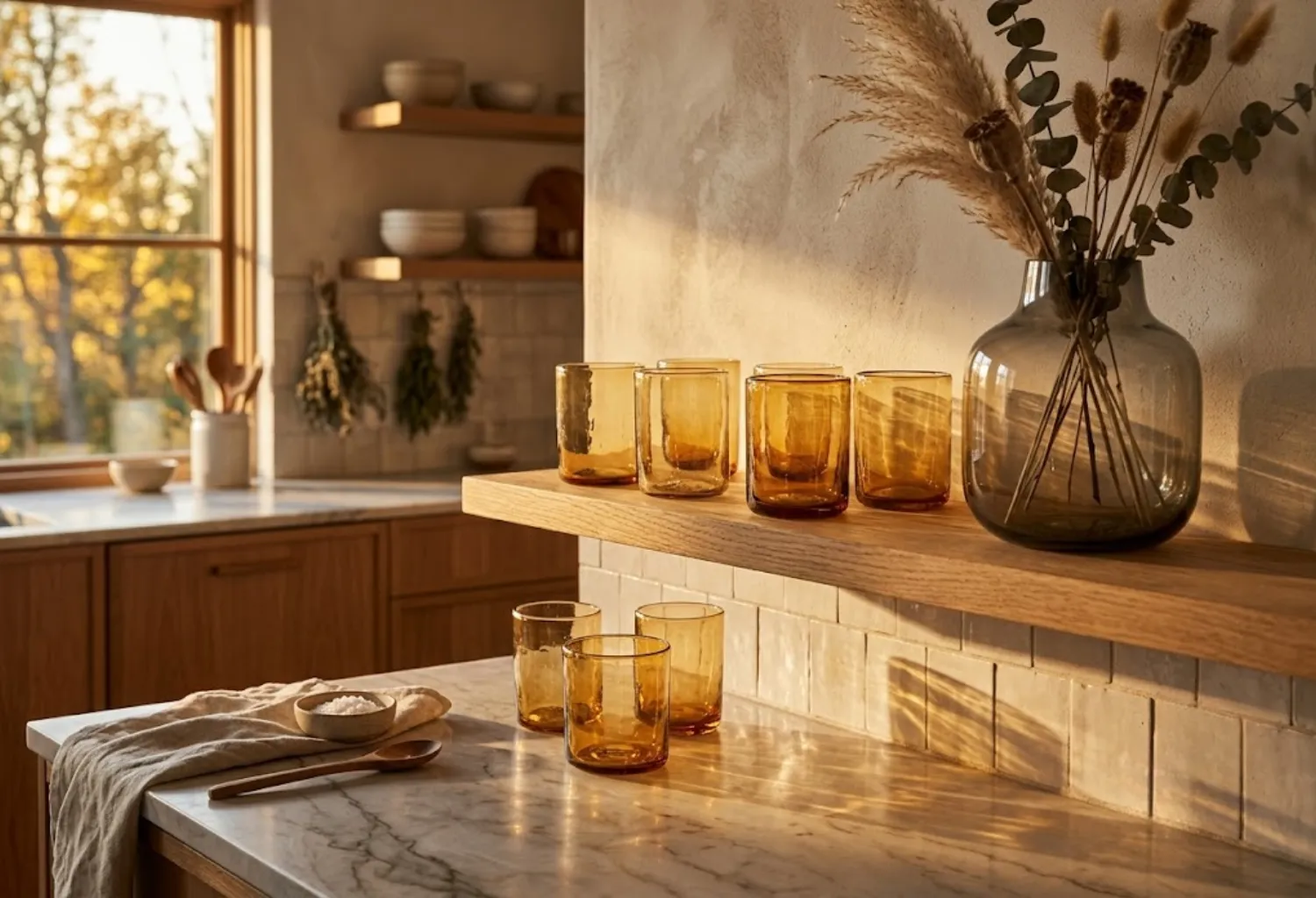 Amber and Smoked Glass Accents