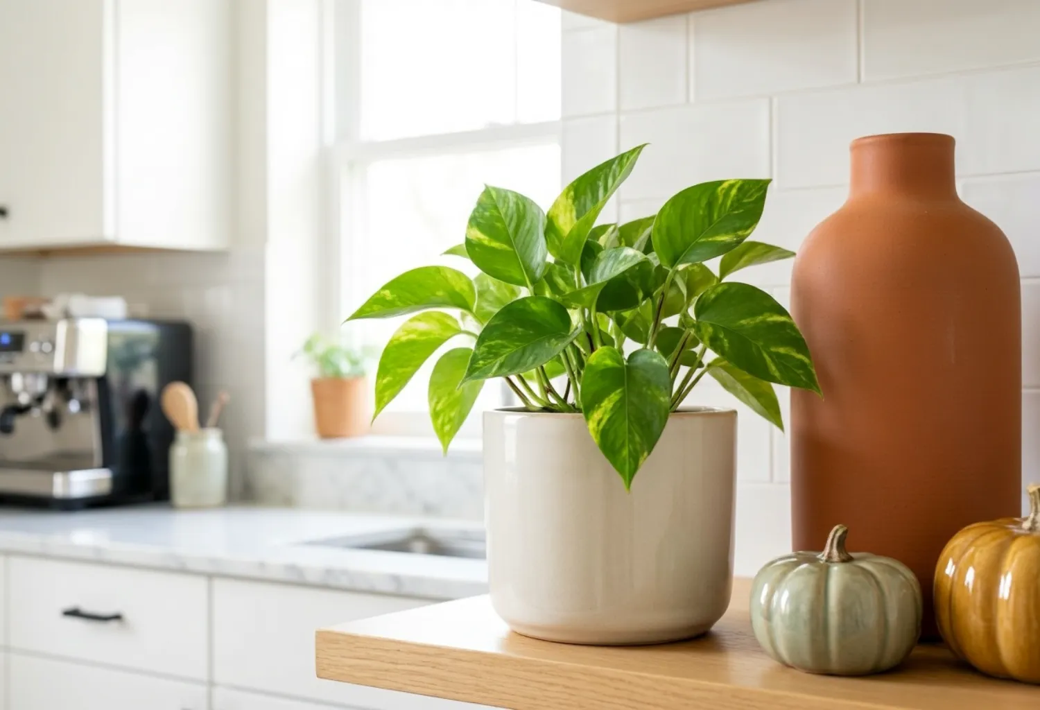 Balance with a live or faux plant