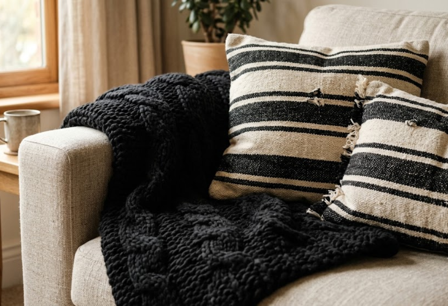 Black Accent Pillows and Throws