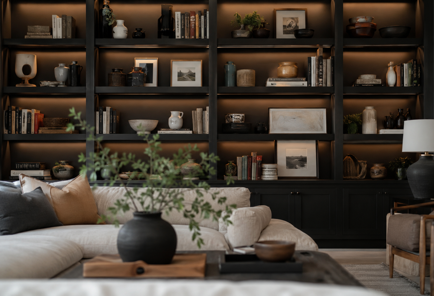 Black Built-In Shelving