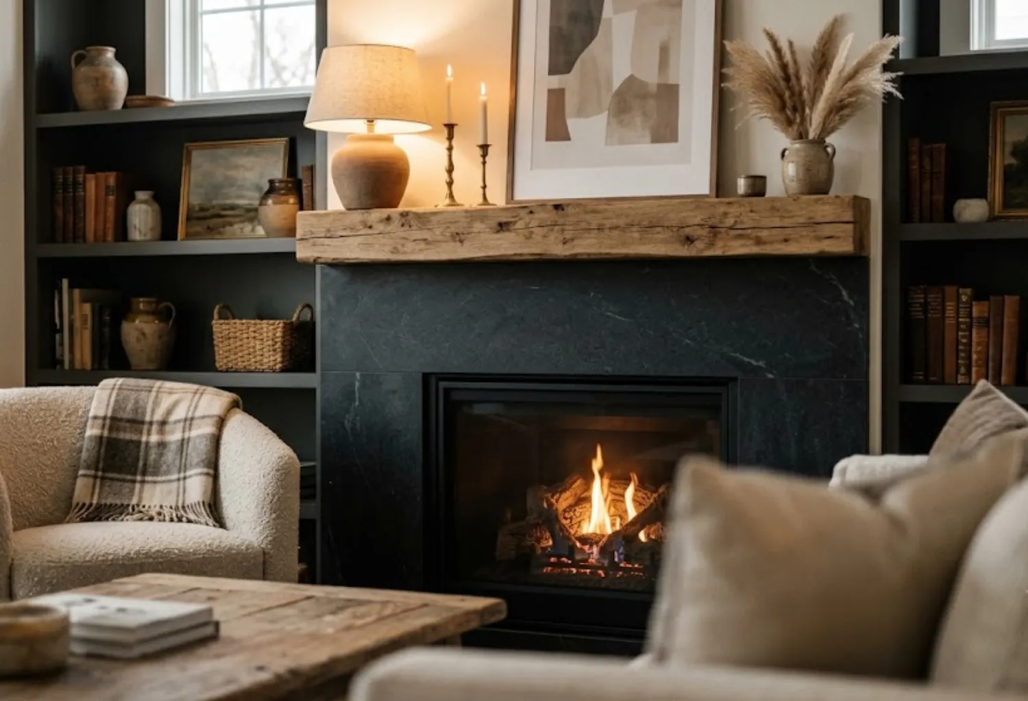 Black Fireplace Surround