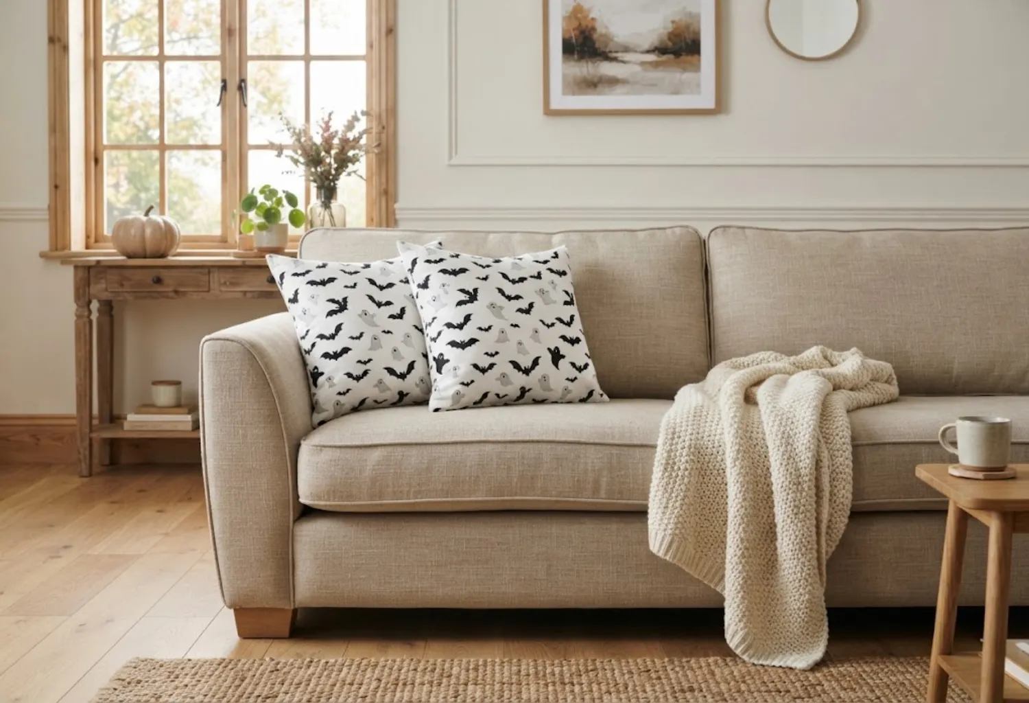 Black and White Ghost Accent Pillows