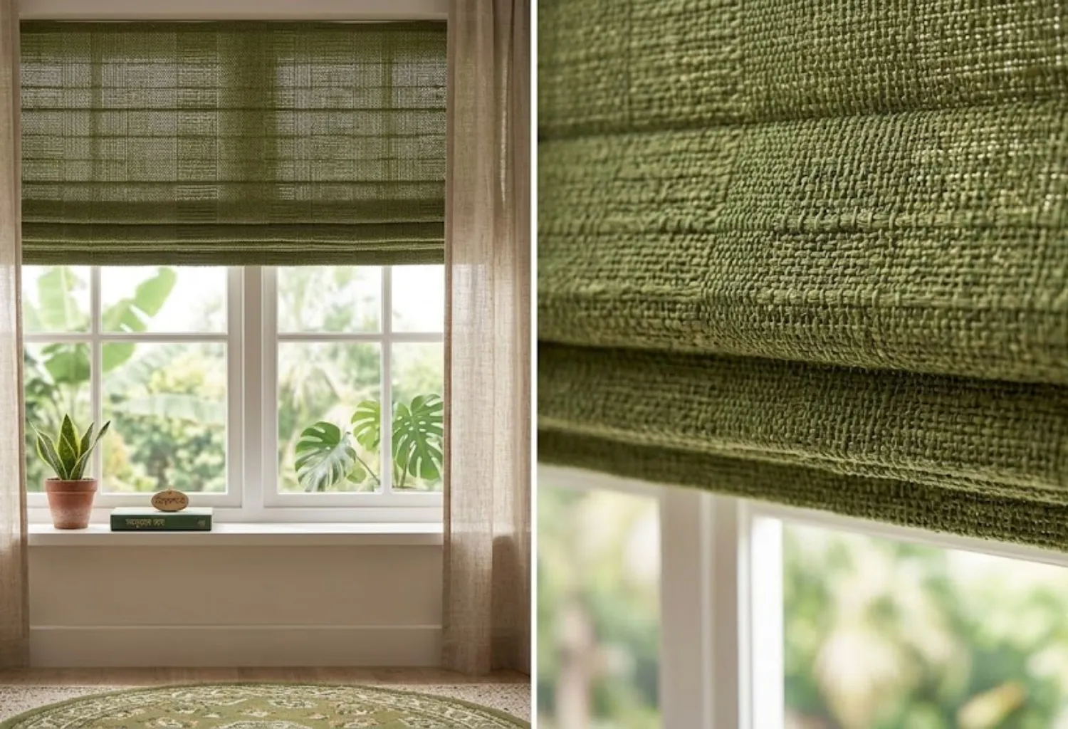 Bring in Green Through Window Treatments Like Roman Shades