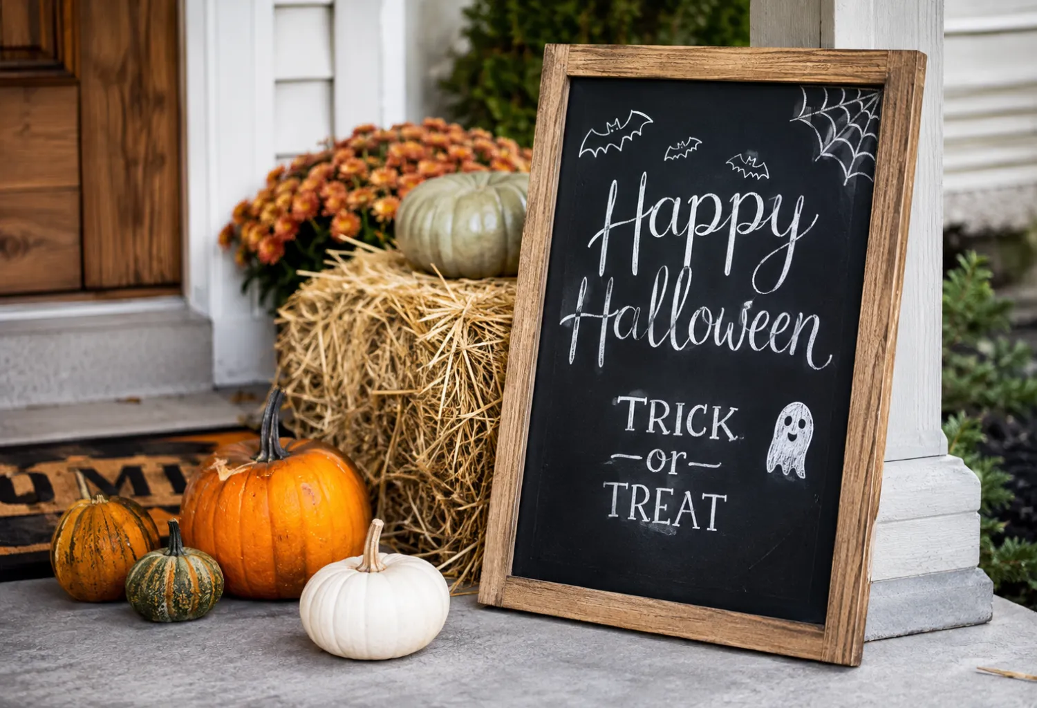 Chalkboard Welcome Sign With Seasonal Message