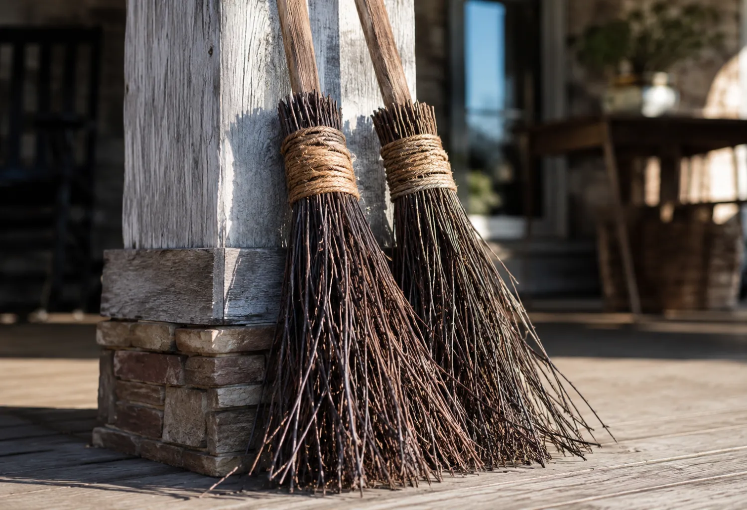 DIY Witch's Broom Display
