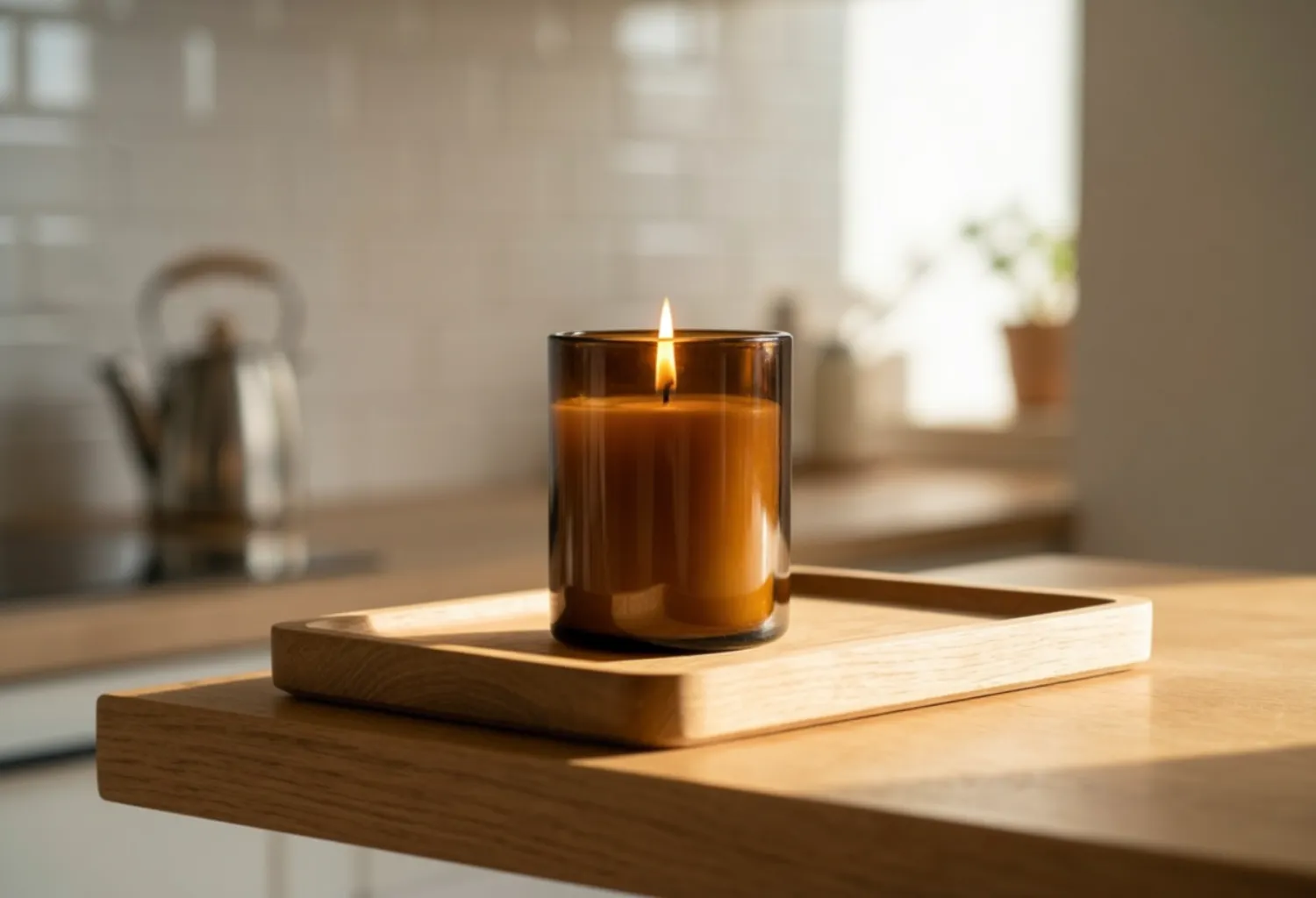 Display fall-scented candles in amber or rust jars