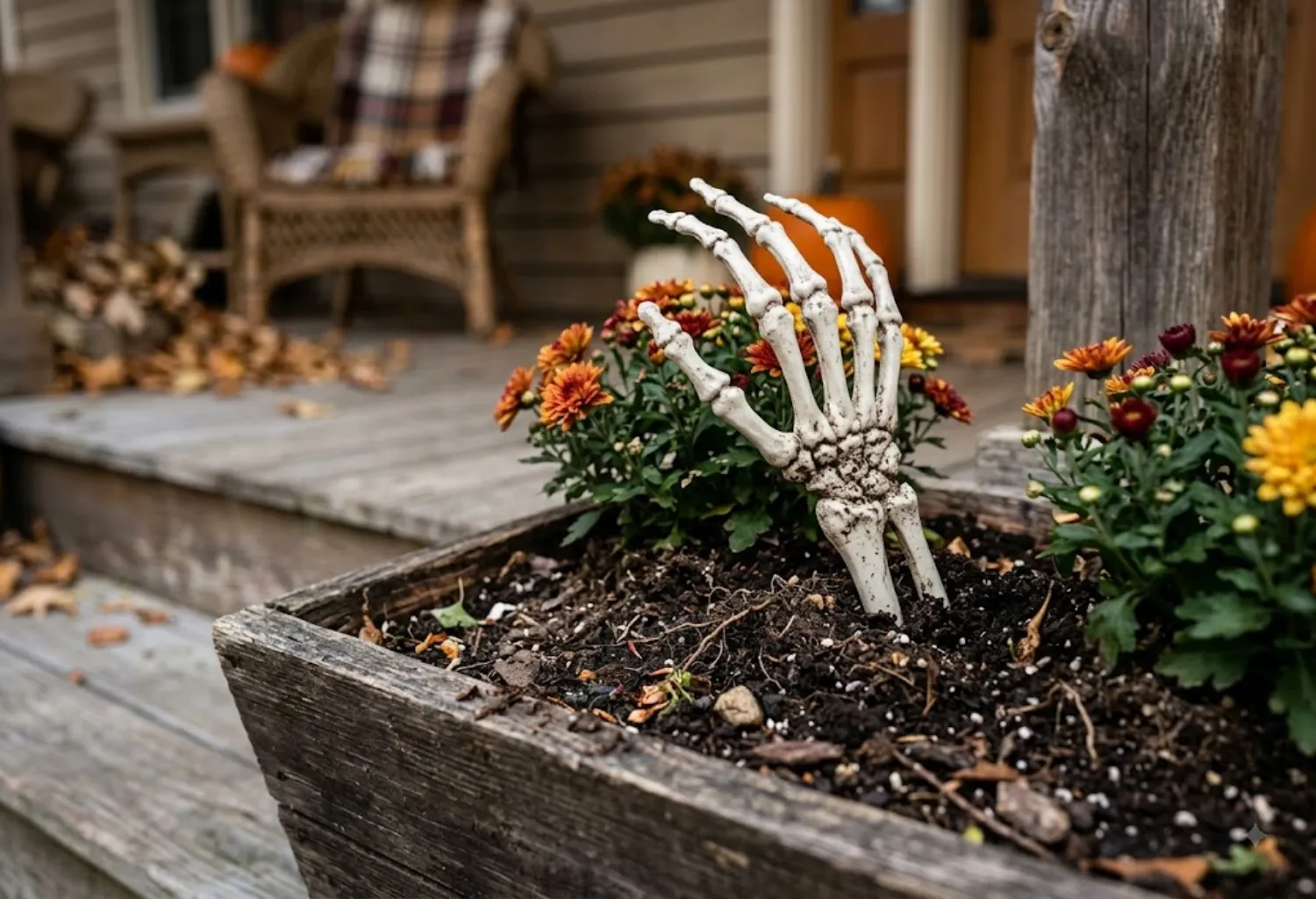 Dollar Store Skeleton Hands in Planters