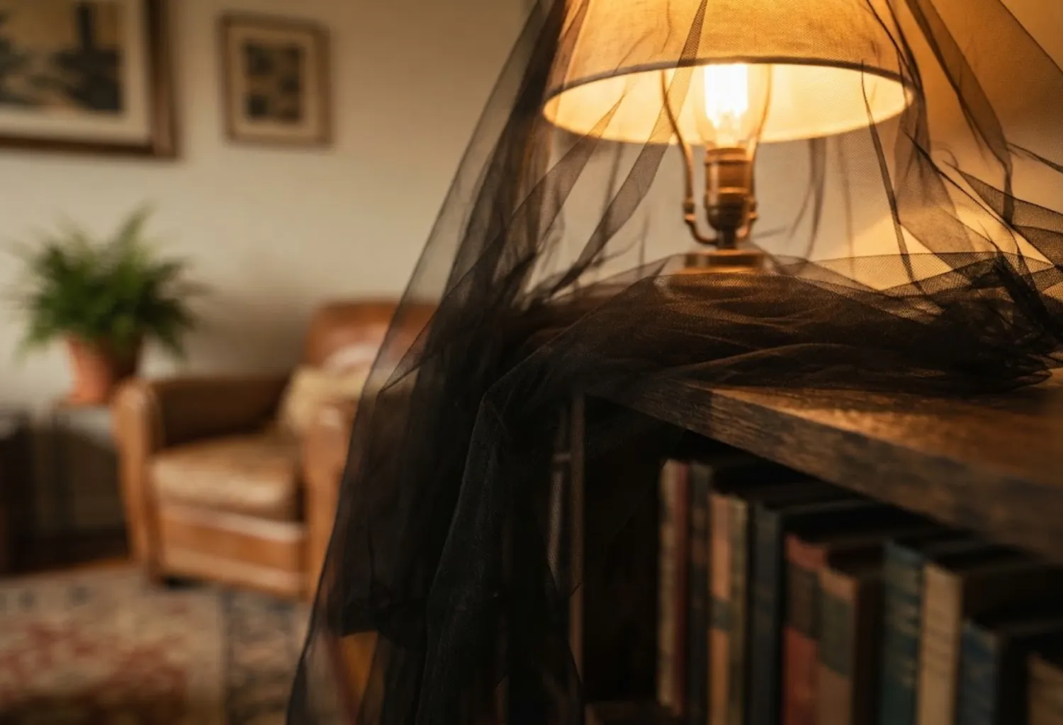 Draped Black Fabric Accents