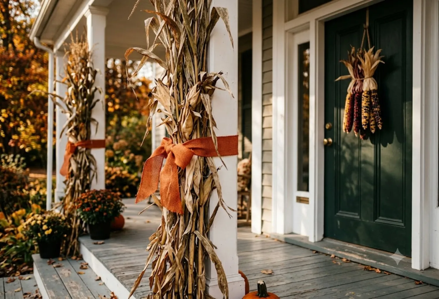 Dried Corn Stalks and Indian Corn