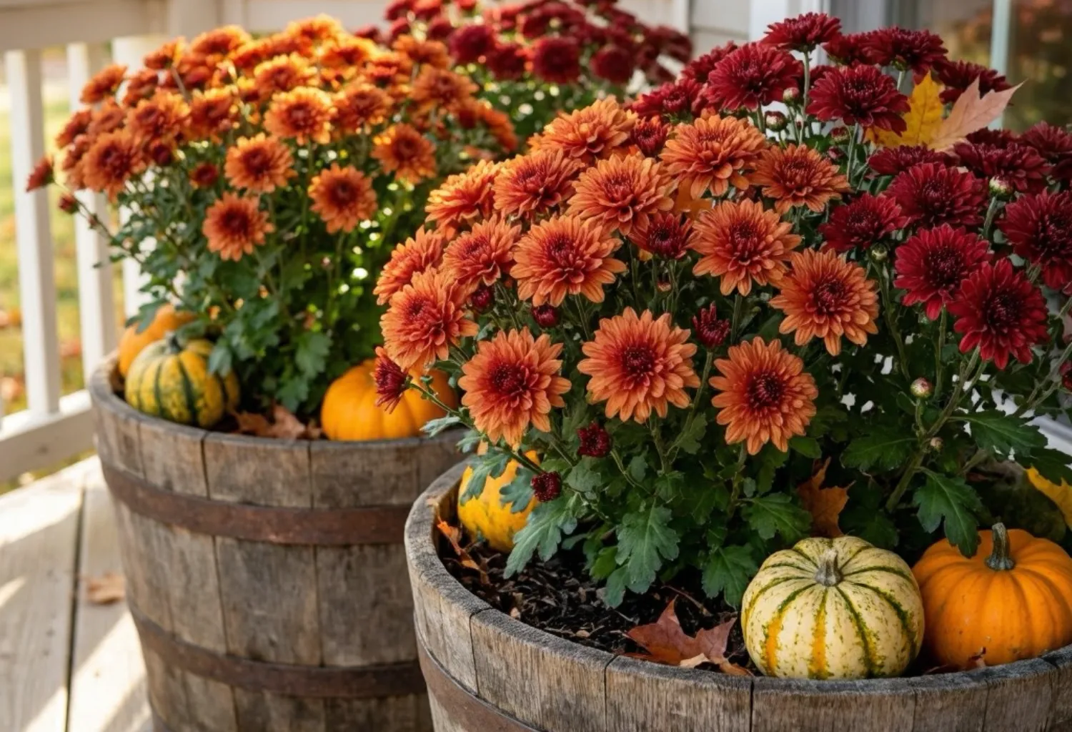 Halloween Planters and Mums