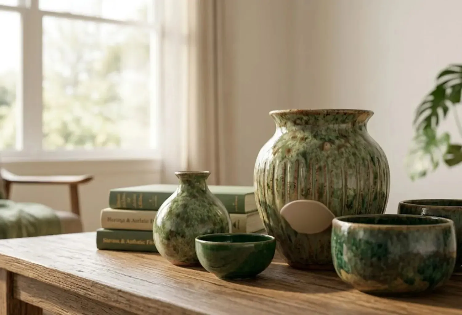 Incorporate Green Ceramics and Vases