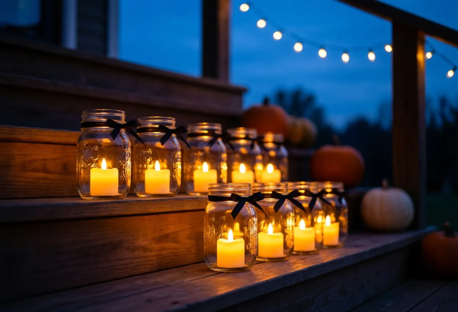 Mason Jar Lanterns With Battery Candles
