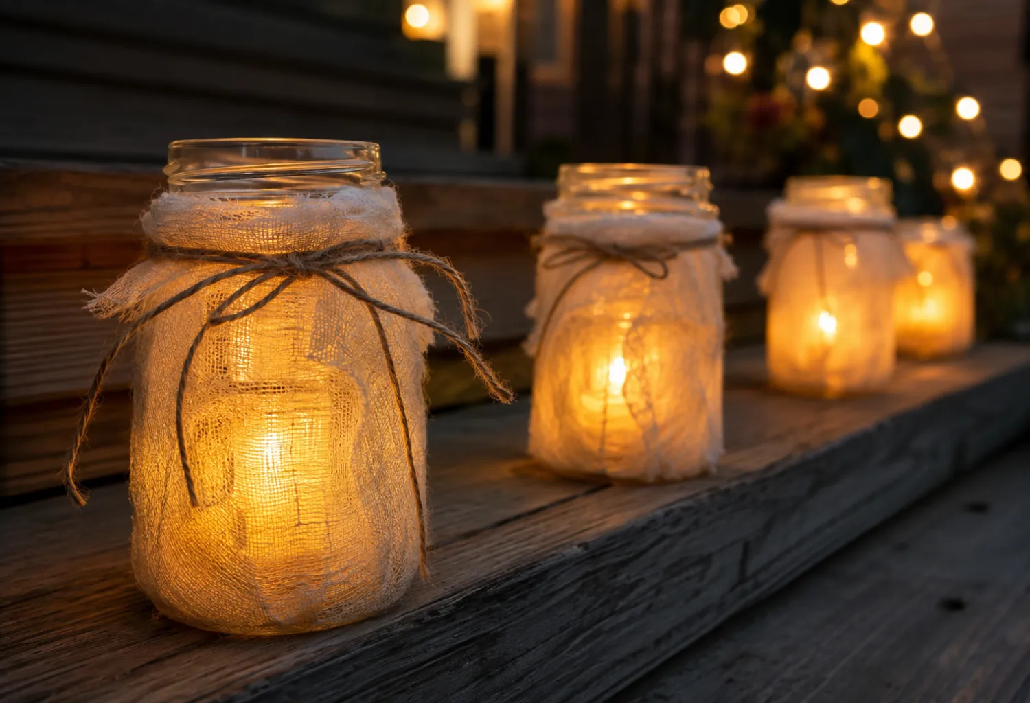 Mason Jar Lanterns With Battery Candles
