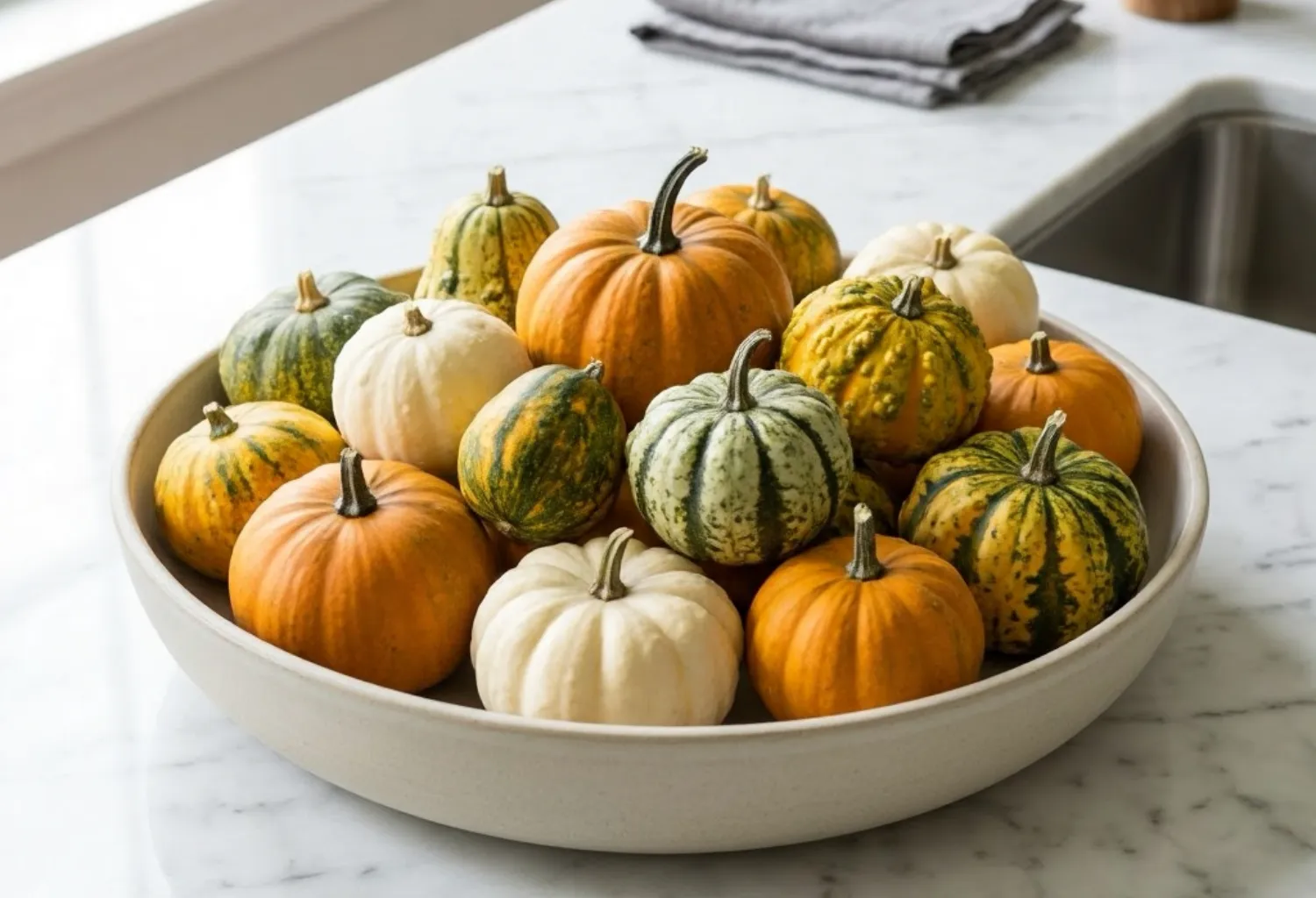 Mini Pumpkins in a Bowl