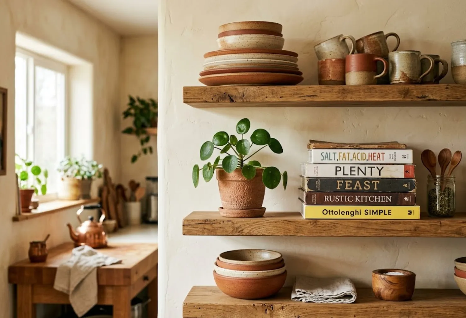 Open Shelving Styled with Seasonal Colors