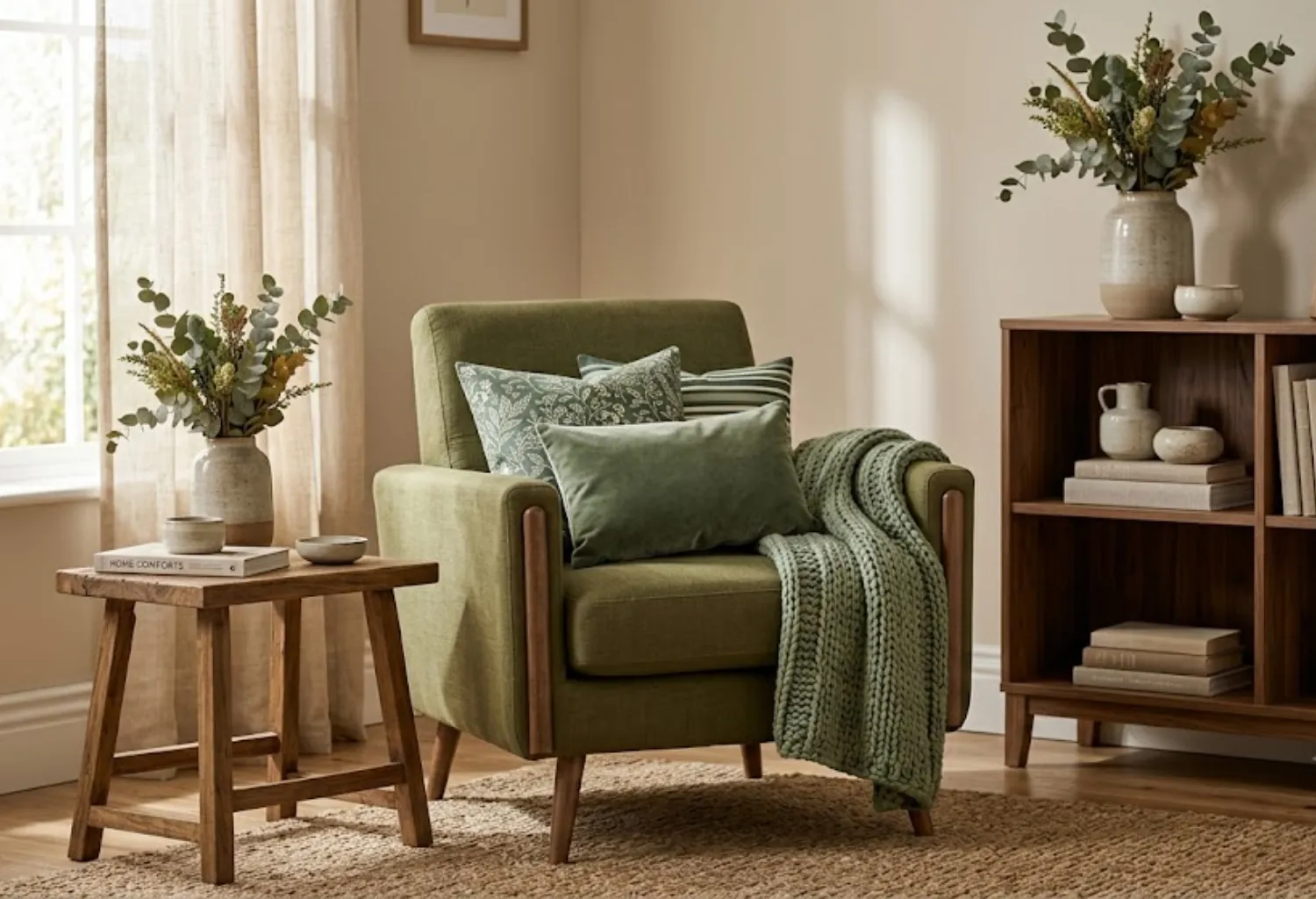 Pair Green With Warm Wood Tones