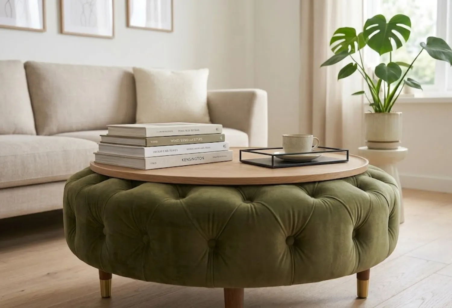 Use a Green Ottoman as a Flexible Accent
