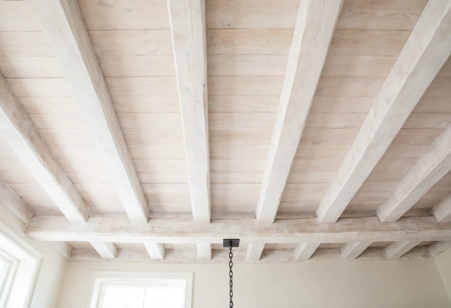 Wood Beam Ceiling with Whitewash